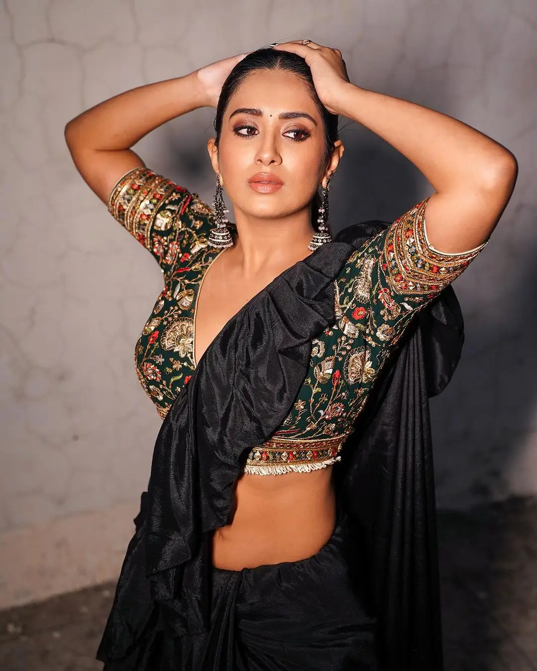 Rashi Singh in South Indian Traditional Black Half Saree Blouse